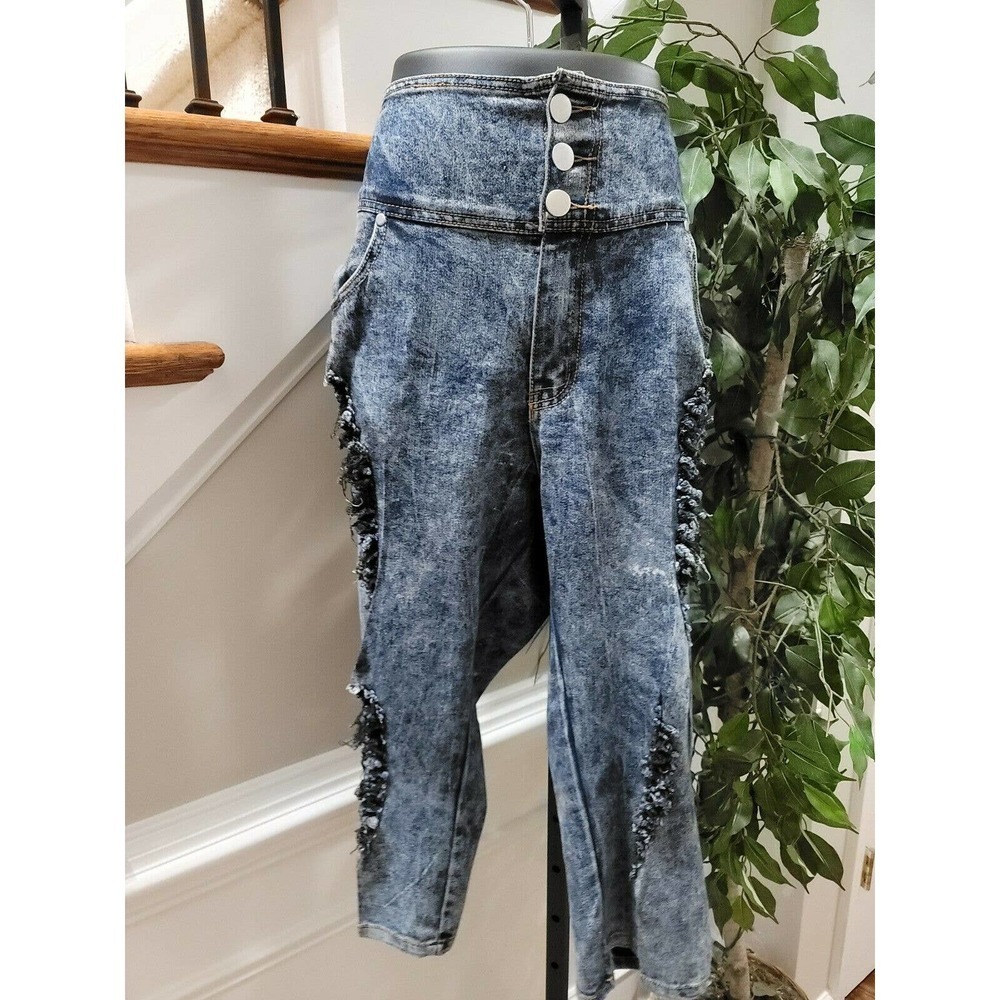 DAZL Women's Blue Denim Cotton High Rise Straight Legs Casual Jeans Size 18